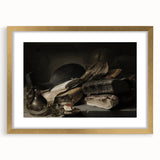 Dark Academia Wall Art – Still Life with Books, Helmet, and Jug