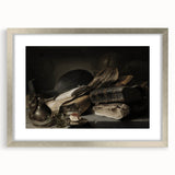 Dark Academia Wall Art – Still Life with Books, Helmet, and Jug