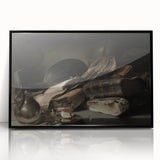 Dark Academia Wall Art – Still Life with Books, Helmet, and Jug