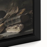 Dark Academia Wall Art – Still Life with Books, Helmet, and Jug