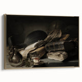 Dark Academia Wall Art – Still Life with Books, Helmet, and Jug