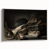 Dark Academia Wall Art – Still Life with Books, Helmet, and Jug