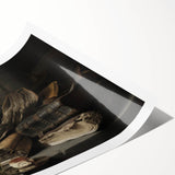 Dark Academia Wall Art – Still Life with Books, Helmet, and Jug