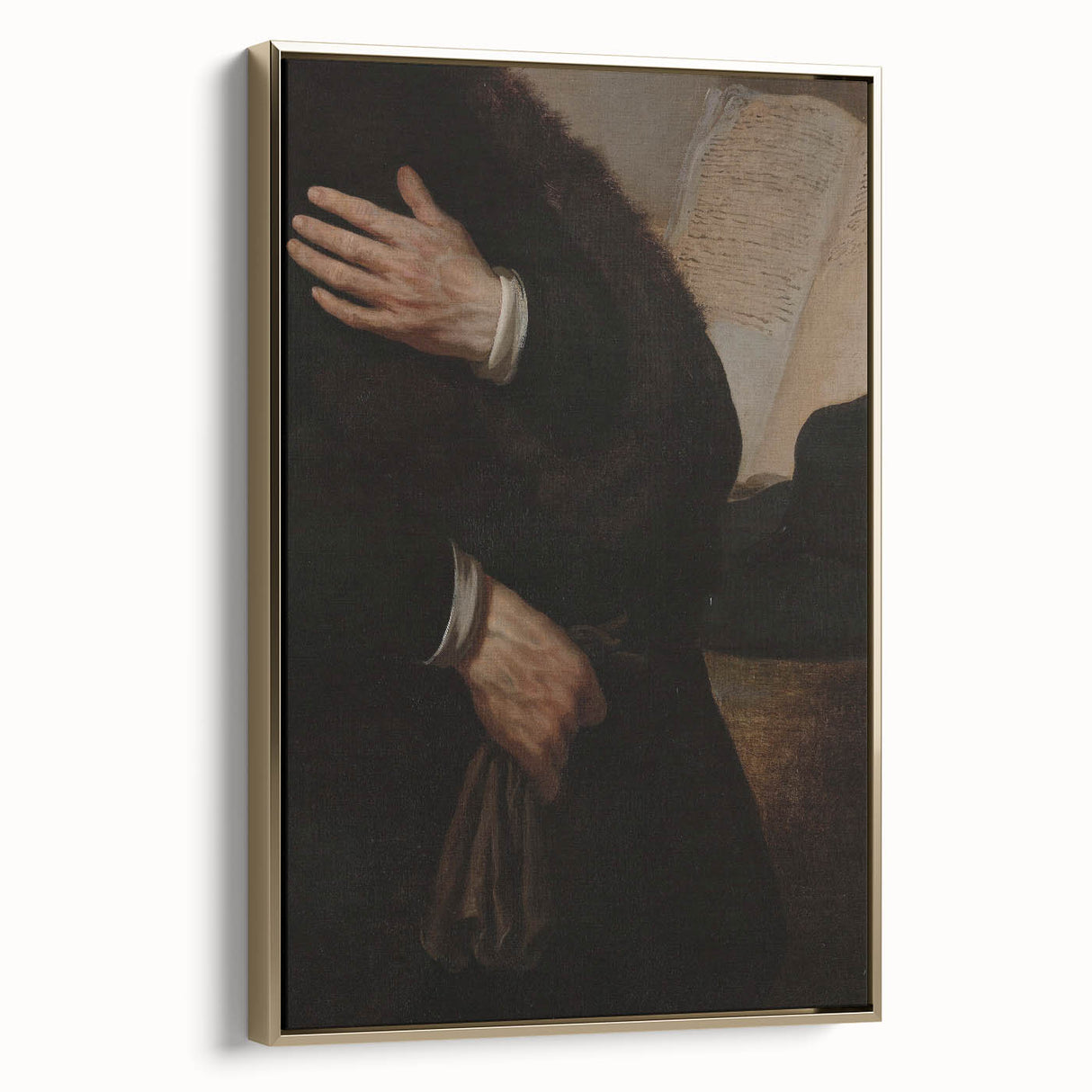Dark Academia Portrait Detail Wall Art | Vintage Gothic Hands and Scroll