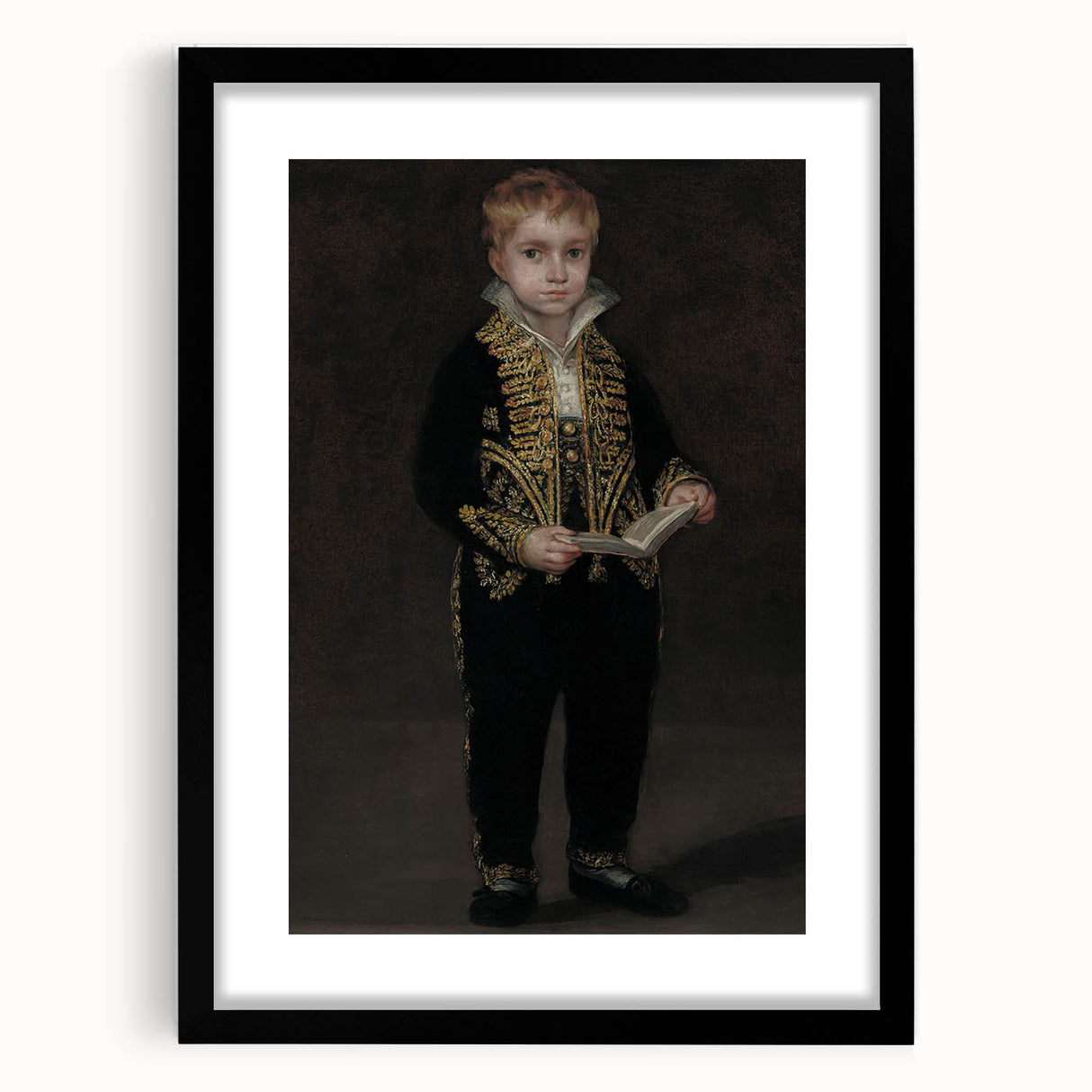 Dark Academia Wall Art - Elegant Vintage Portrait of a Boy in Formal Attire