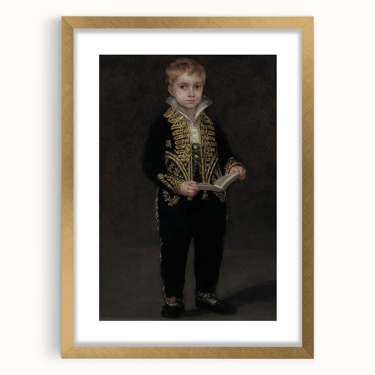 Dark Academia Wall Art - Elegant Vintage Portrait of a Boy in Formal Attire