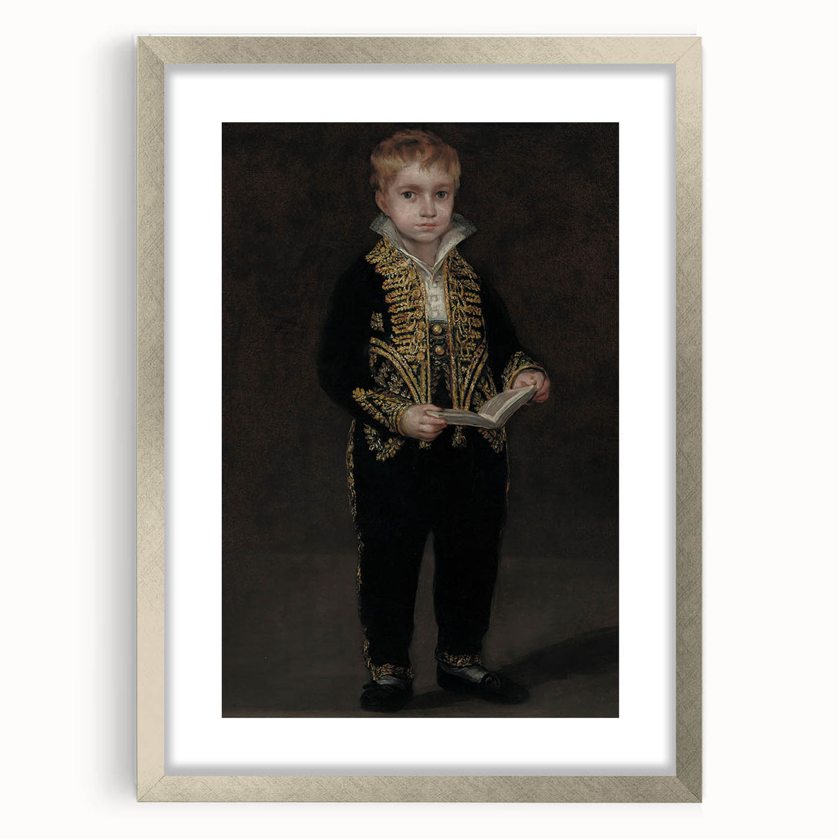 Dark Academia Wall Art - Elegant Vintage Portrait of a Boy in Formal Attire