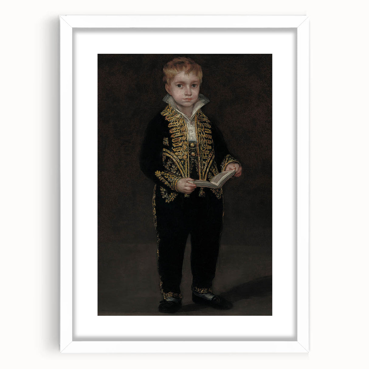 Dark Academia Wall Art - Elegant Vintage Portrait of a Boy in Formal Attire
