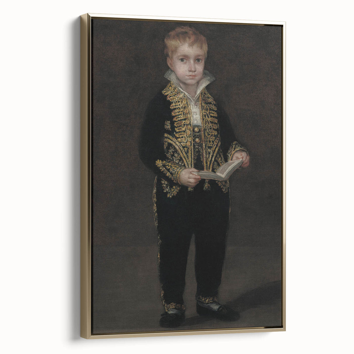Dark Academia Wall Art - Elegant Vintage Portrait of a Boy in Formal Attire