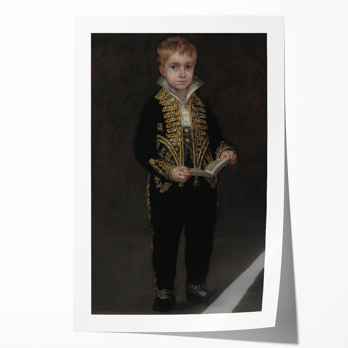 Dark Academia Wall Art - Elegant Vintage Portrait of a Boy in Formal Attire