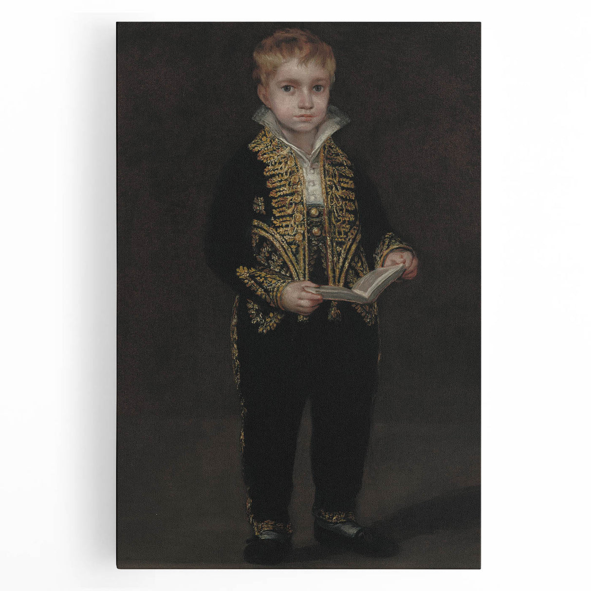 Dark Academia Wall Art - Elegant Vintage Portrait of a Boy in Formal Attire