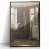 Dark Academia Wall Art - Vintage Gothic Scene of Woman in Quiet Reflection