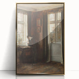 Dark Academia Wall Art - Vintage Gothic Scene of Woman in Quiet Reflection