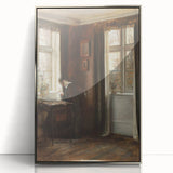 Dark Academia Wall Art - Vintage Gothic Scene of Woman in Quiet Reflection