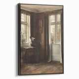 Dark Academia Wall Art - Vintage Gothic Scene of Woman in Quiet Reflection
