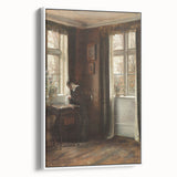 Dark Academia Wall Art - Vintage Gothic Scene of Woman in Quiet Reflection