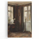 Dark Academia Wall Art - Vintage Gothic Scene of Woman in Quiet Reflection