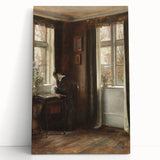 Dark Academia Wall Art - Vintage Gothic Scene of Woman in Quiet Reflection