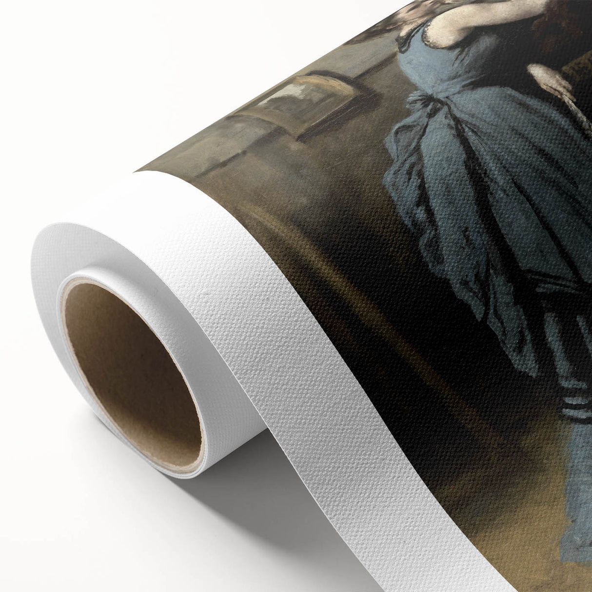 Woman in Blue Victorian Dress – Dark Academia Wall Art, Thoughtful Elegance