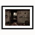 Dark Academia Wall Art – Rustic Interior with Shadowy Kitchen Scene