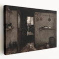 Dark Academia Wall Art – Rustic Interior with Shadowy Kitchen Scene