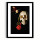 Dark Academia Wall Art - Gothic Skull and Roses with Vintage Elegance