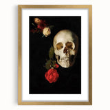 Dark Academia Wall Art - Gothic Skull and Roses with Vintage Elegance