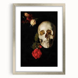 Dark Academia Wall Art - Gothic Skull and Roses with Vintage Elegance