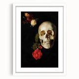 Dark Academia Wall Art - Gothic Skull and Roses with Vintage Elegance