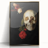 Dark Academia Wall Art - Gothic Skull and Roses with Vintage Elegance