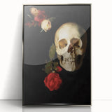 Dark Academia Wall Art - Gothic Skull and Roses with Vintage Elegance