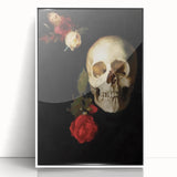 Dark Academia Wall Art - Gothic Skull and Roses with Vintage Elegance