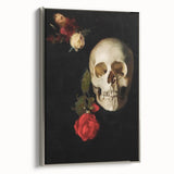 Dark Academia Wall Art - Gothic Skull and Roses with Vintage Elegance