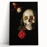 Dark Academia Wall Art - Gothic Skull and Roses with Vintage Elegance