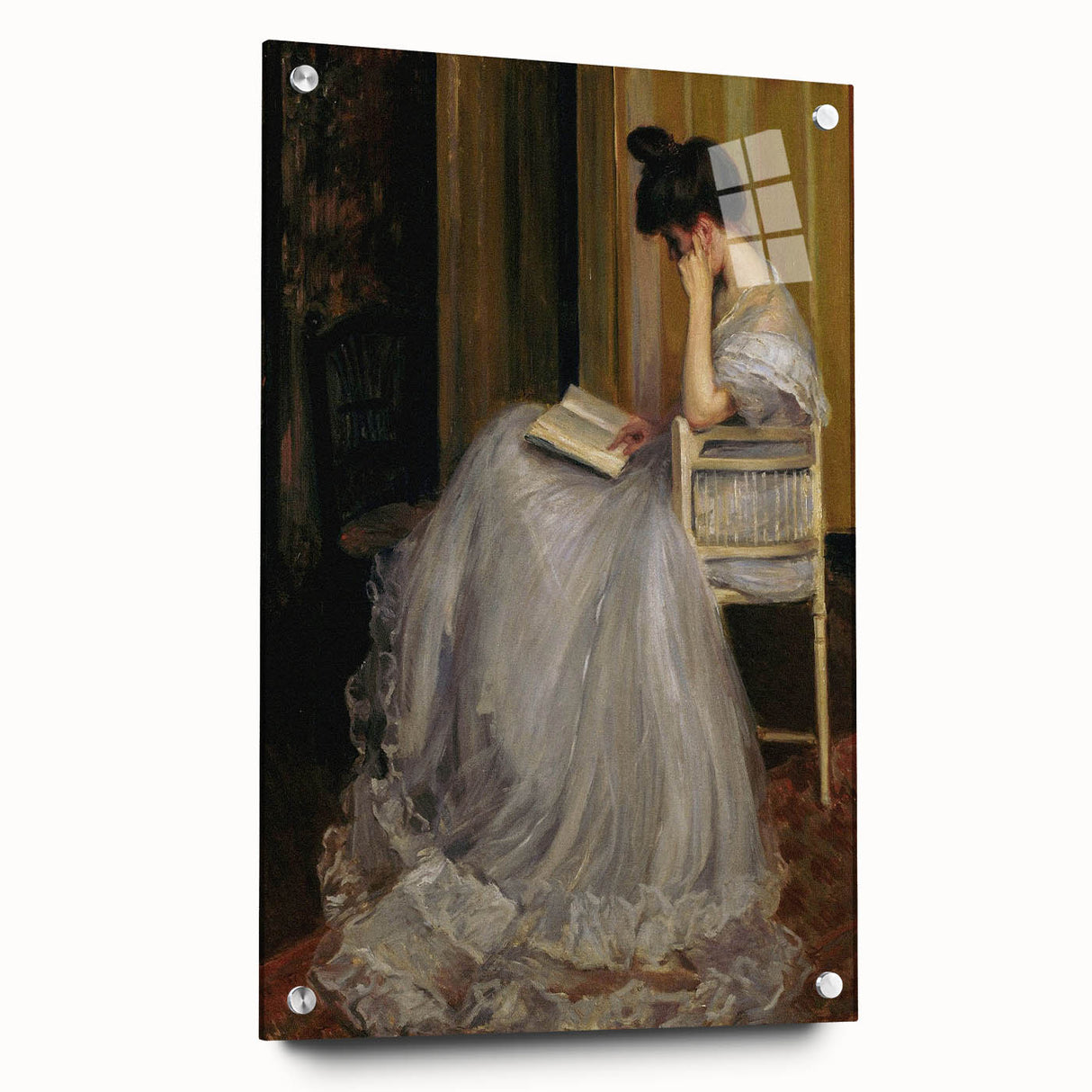 Dark Academia Wall Art - Elegant Vintage Portrait of Woman Reading