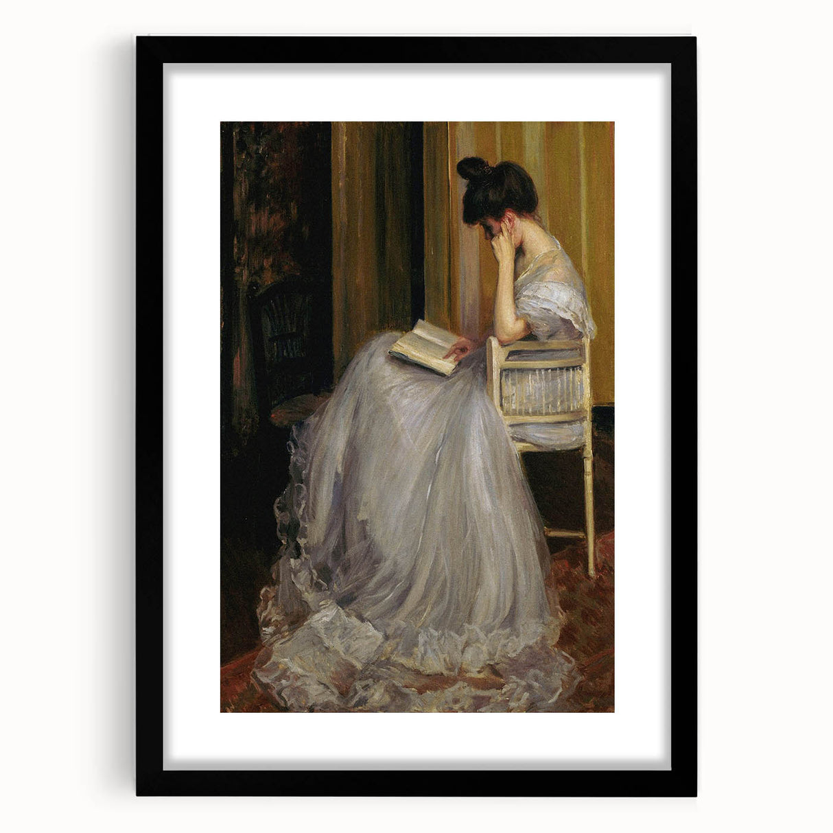 Dark Academia Wall Art - Elegant Vintage Portrait of Woman Reading