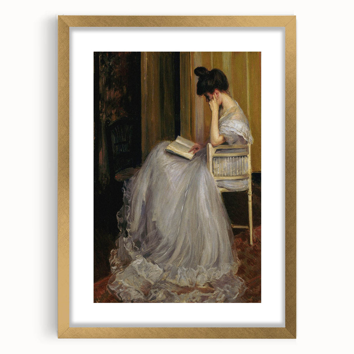 Dark Academia Wall Art - Elegant Vintage Portrait of Woman Reading