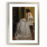 Dark Academia Wall Art - Elegant Vintage Portrait of Woman Reading