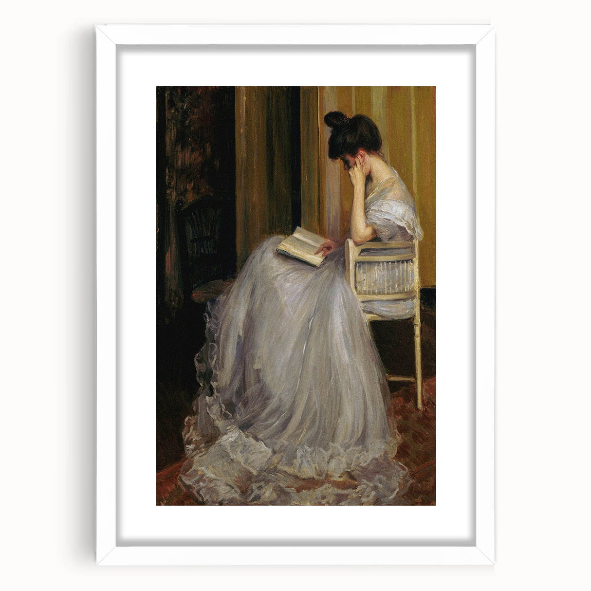 Dark Academia Wall Art - Elegant Vintage Portrait of Woman Reading
