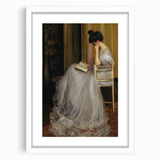 Dark Academia Wall Art - Elegant Vintage Portrait of Woman Reading