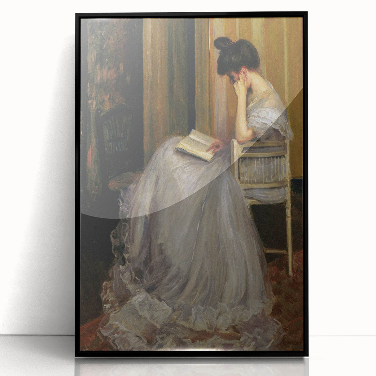 Dark Academia Wall Art - Elegant Vintage Portrait of Woman Reading