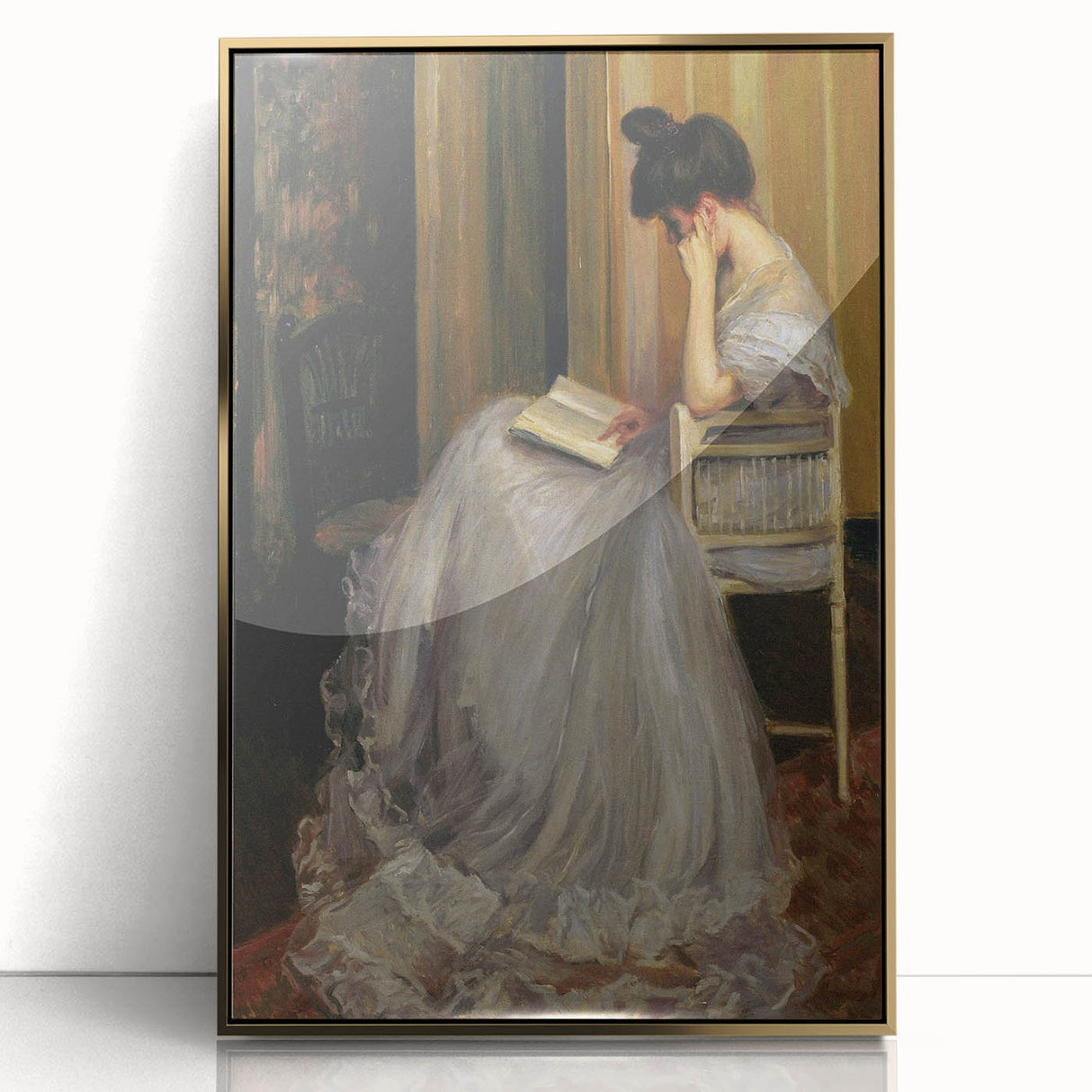 Dark Academia Wall Art - Elegant Vintage Portrait of Woman Reading