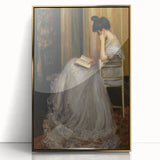 Dark Academia Wall Art - Elegant Vintage Portrait of Woman Reading