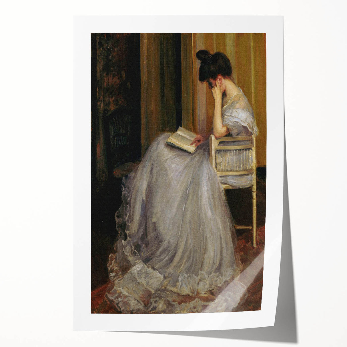 Dark Academia Wall Art - Elegant Vintage Portrait of Woman Reading