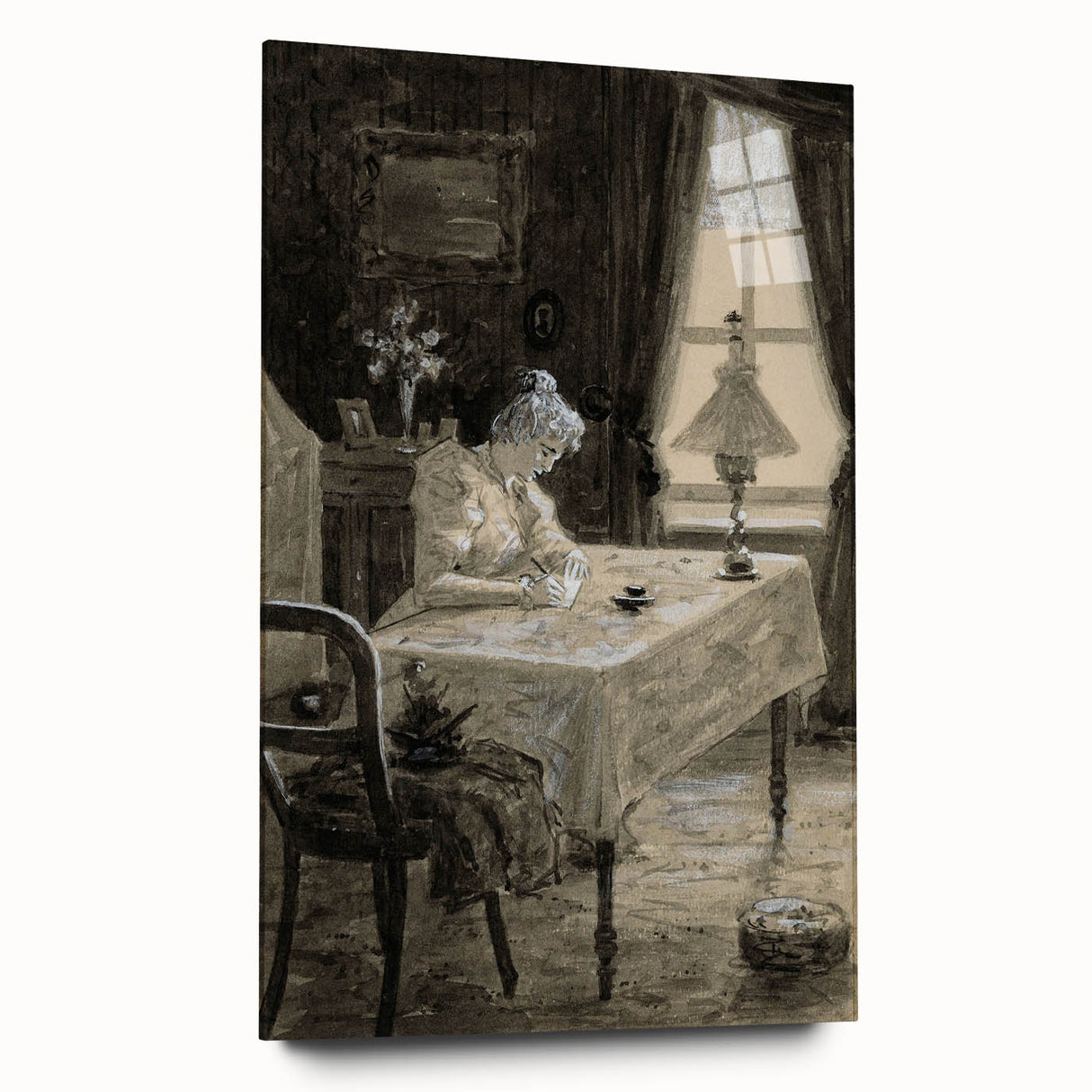 Dark Academia Wall Art - Atmospheric Writing Scene for Moody Decor