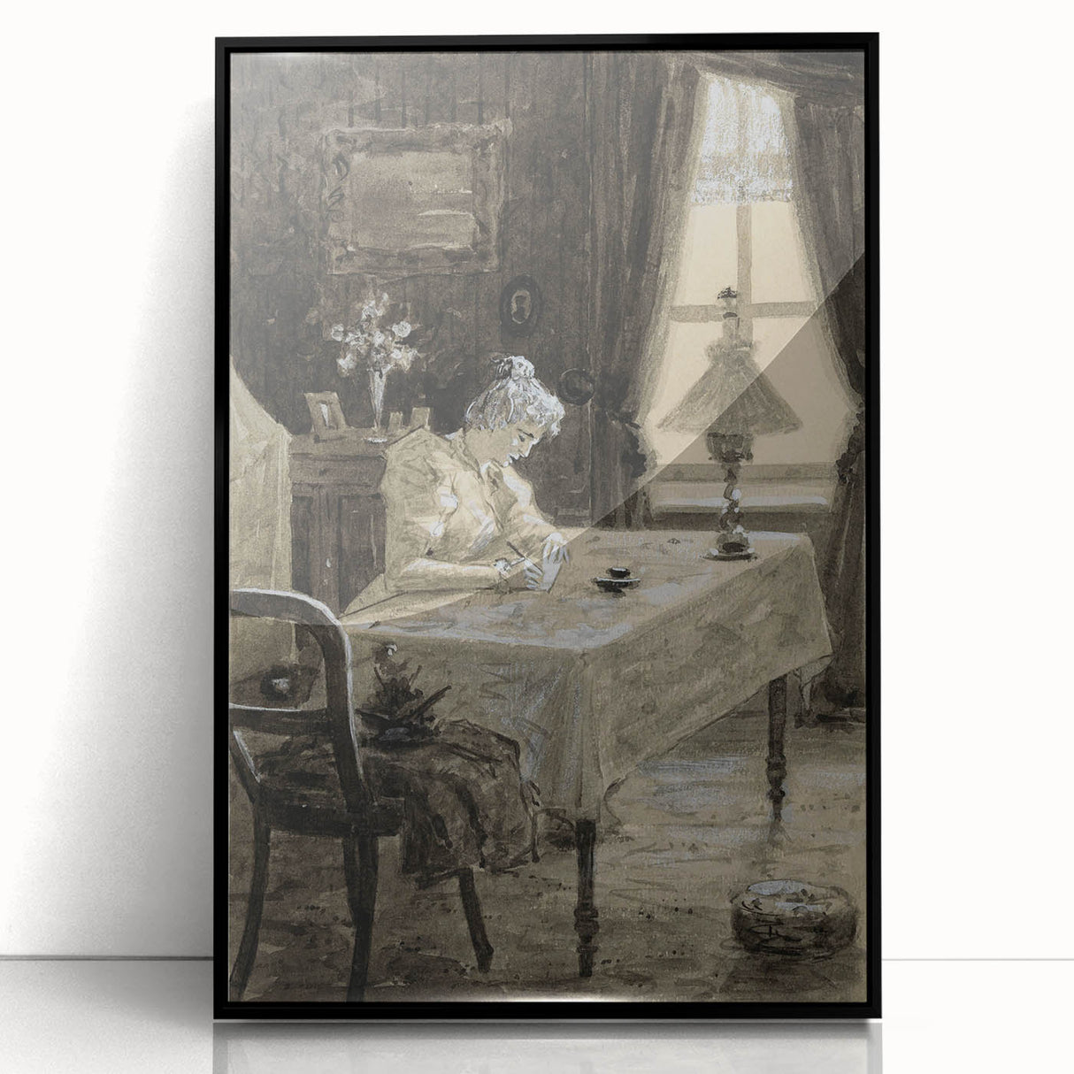 Dark Academia Wall Art - Atmospheric Writing Scene for Moody Decor