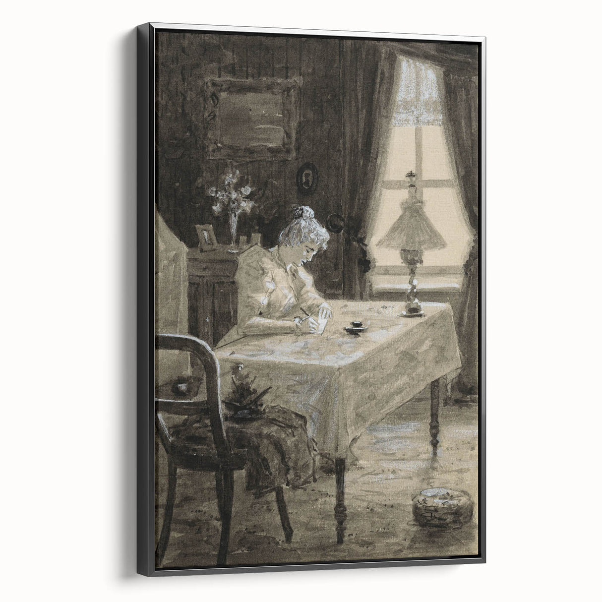 Dark Academia Wall Art - Atmospheric Writing Scene for Moody Decor