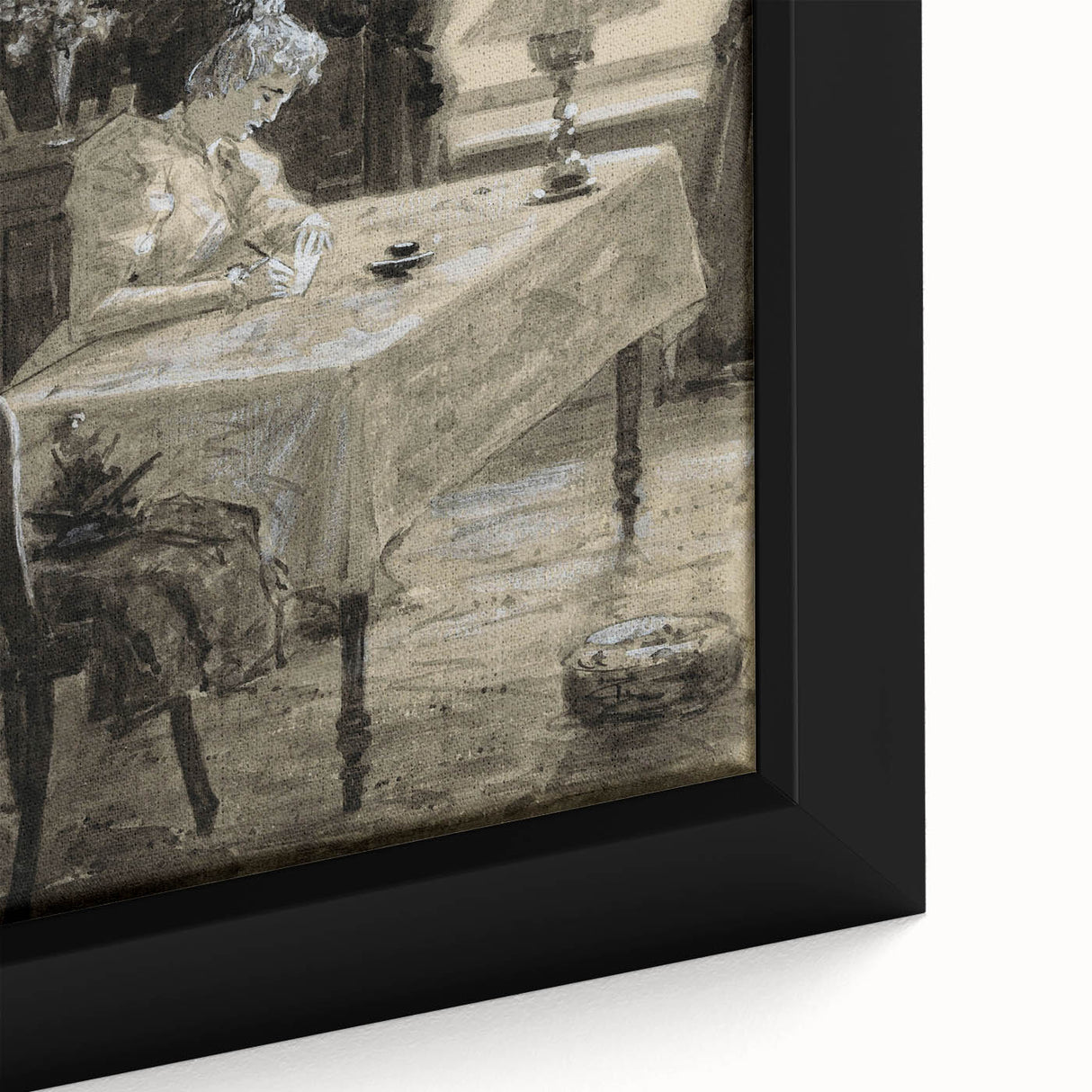 Dark Academia Wall Art - Atmospheric Writing Scene for Moody Decor