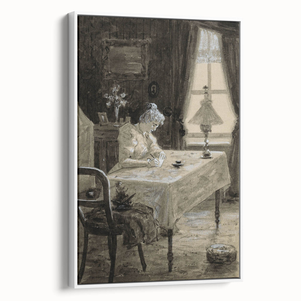 Dark Academia Wall Art - Atmospheric Writing Scene for Moody Decor
