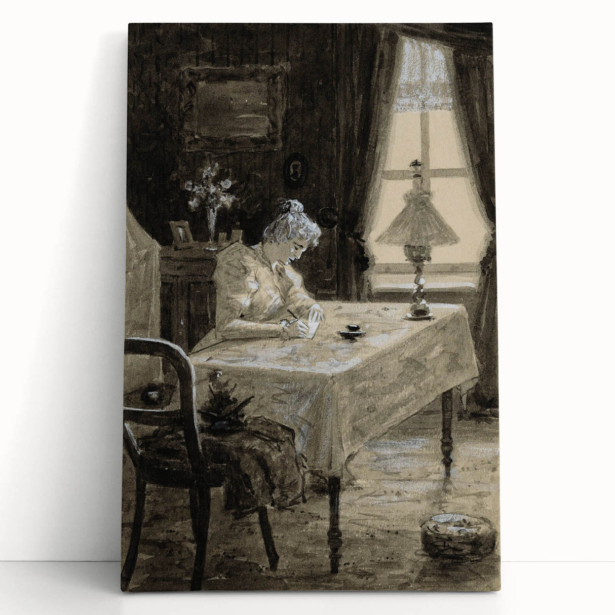 Dark Academia Wall Art - Atmospheric Writing Scene for Moody Decor